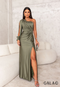 Gala - One Shoulder Long Sleeve Pleated Dress