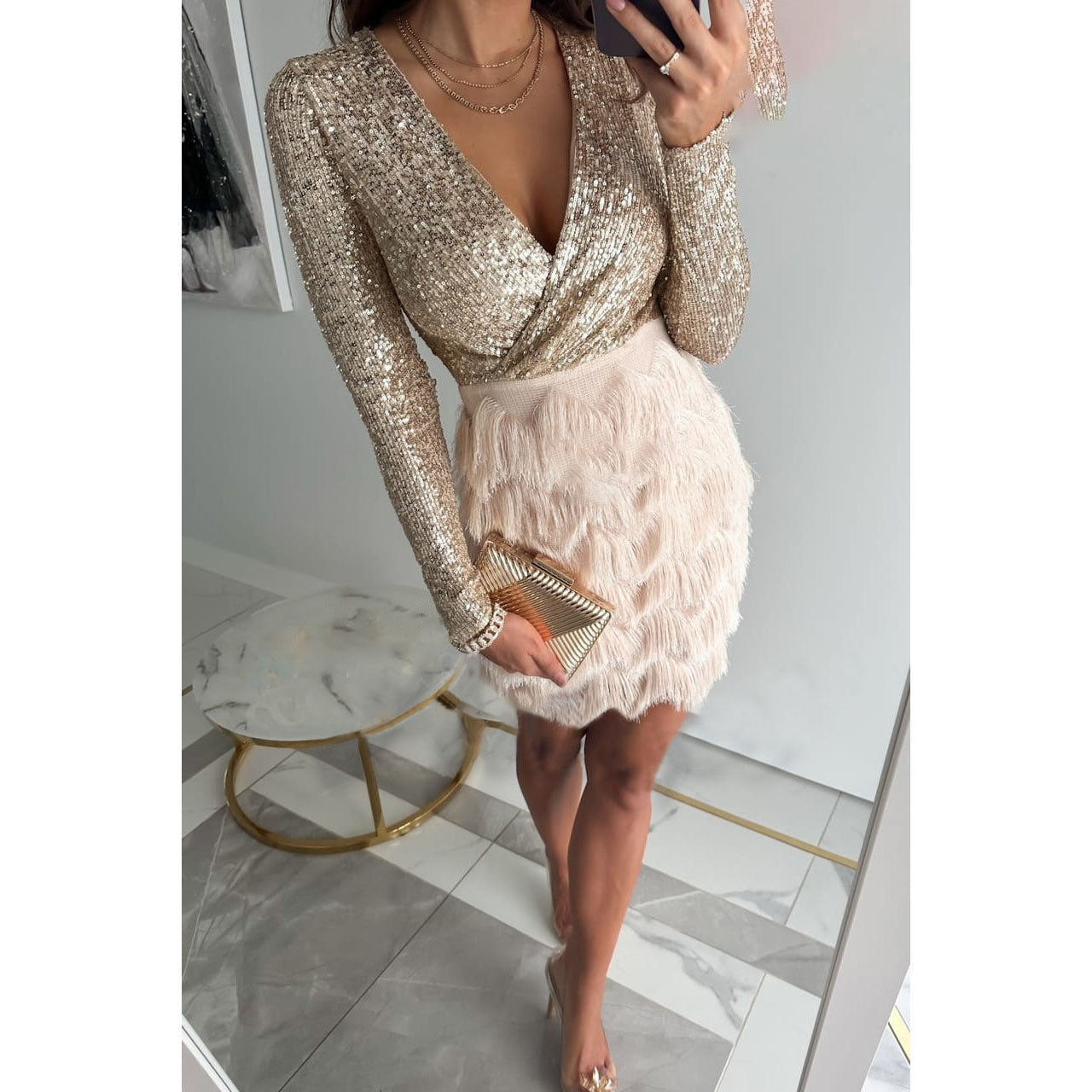 Elia dress with patchwork and fringes