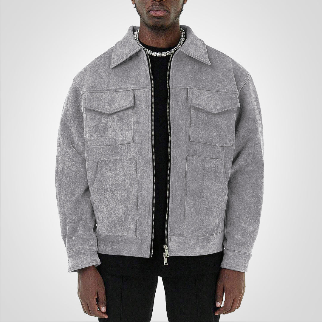 RetroStreet | Short suede jacket with zipper