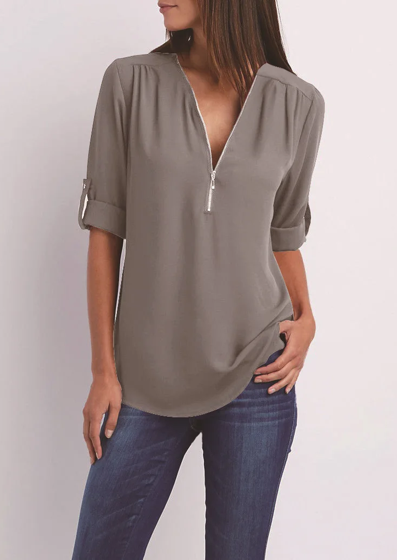 Adeline - chiffon blouse with zipper