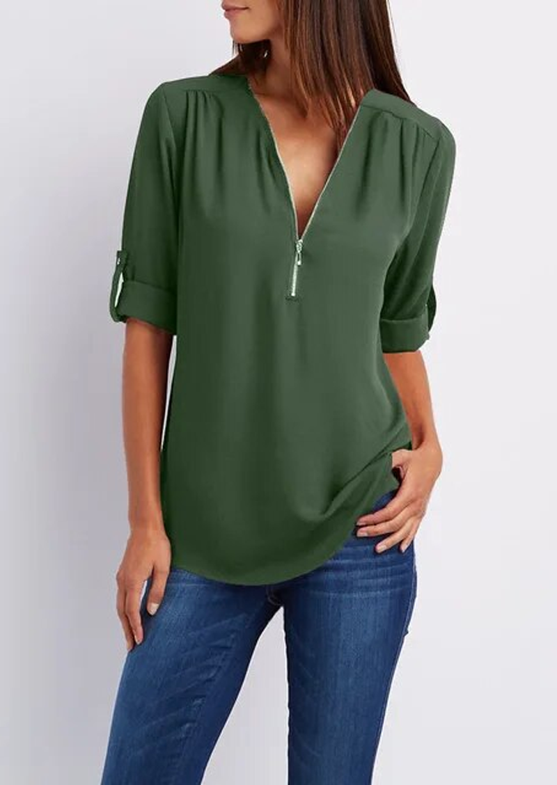 Adeline - chiffon blouse with zipper