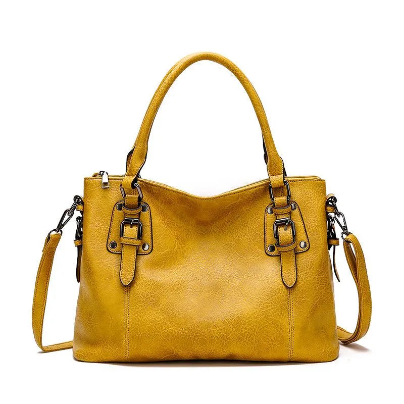 Elegant leather shoulder bag - Azure