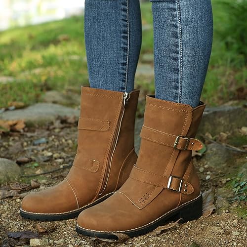 Mid-Calf Leather Boots for Women