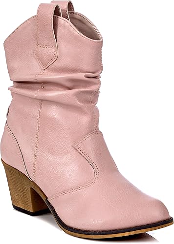 Modern Distressed Western Cowgirl Boots with Pull Tabs