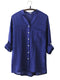Women's - Casual Linen Blouse - Rolled Sleeves, Button Detail & Loose Fit - Perfect for Everyday Wear
