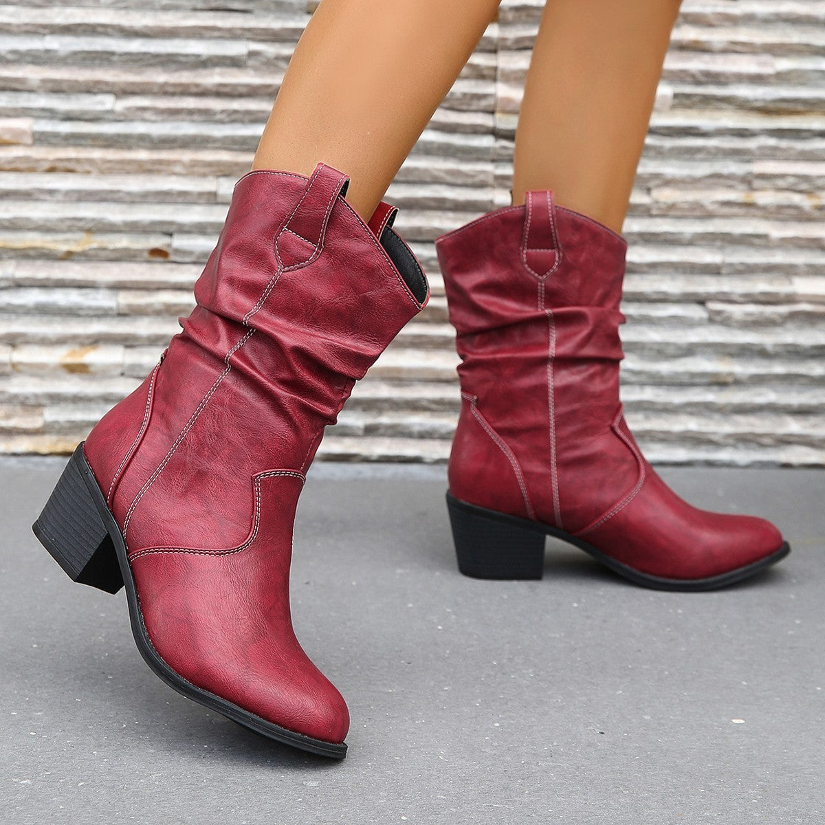 Modern Distressed Western Cowgirl Boots with Pull Tabs