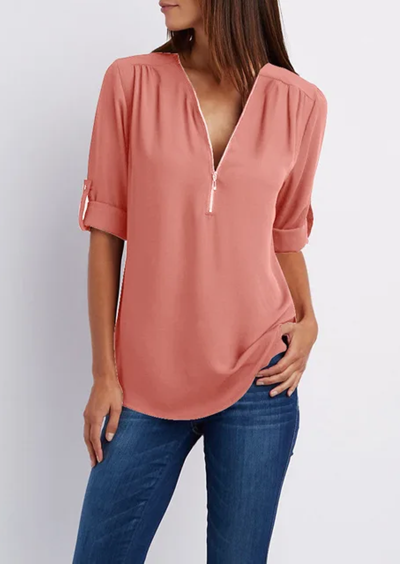 Adeline - chiffon blouse with zipper
