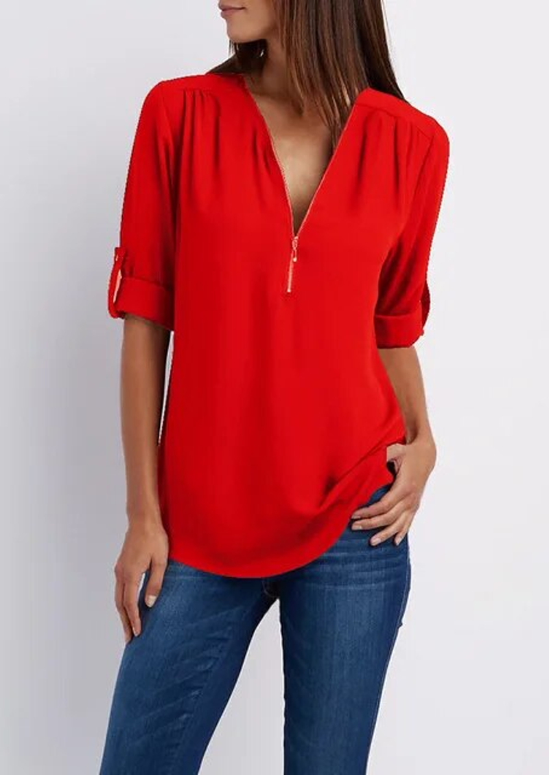 Adeline - chiffon blouse with zipper