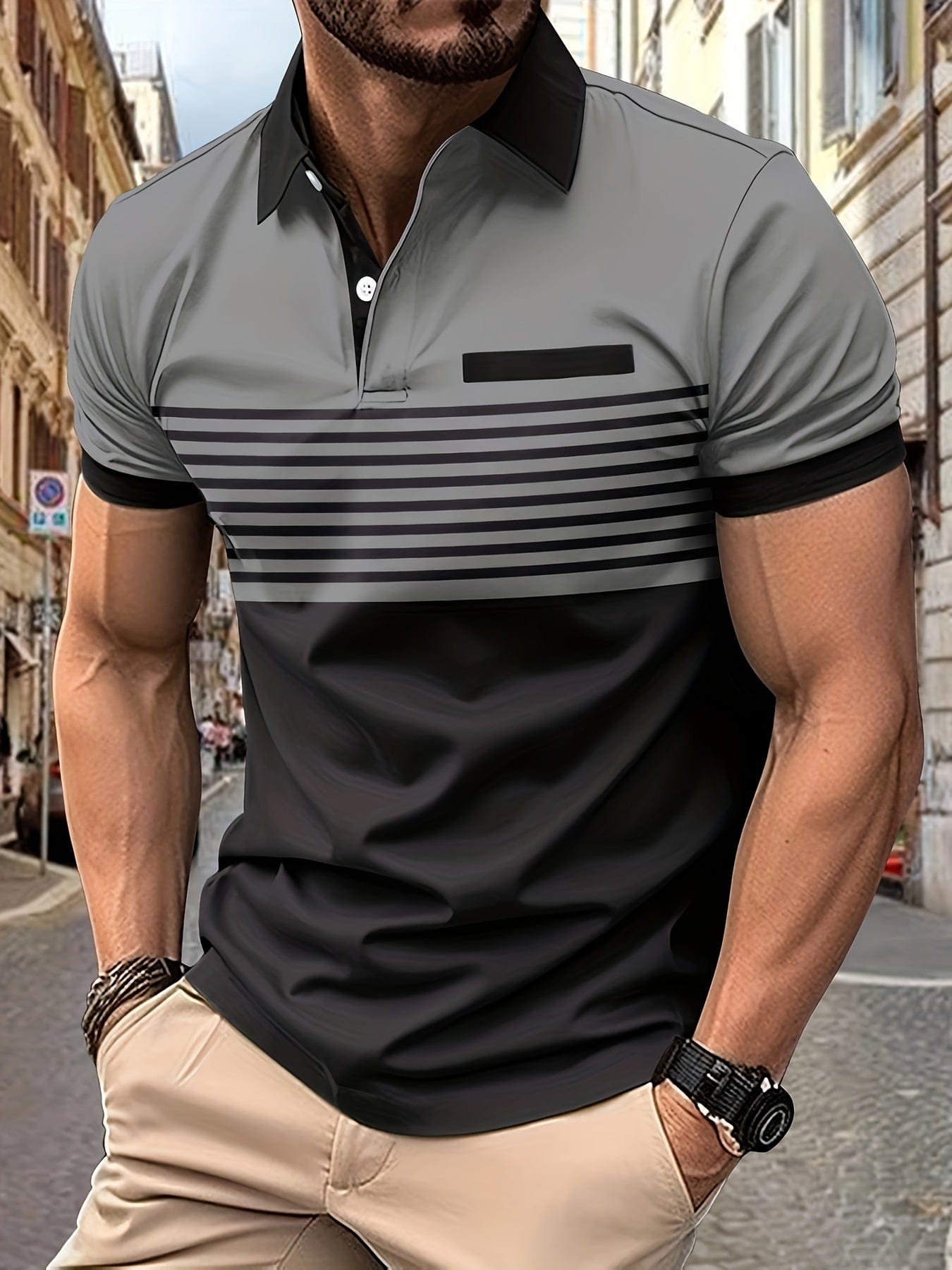Louis|Men's Striped Summer Polo Shirt