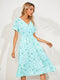 Women's Midi Dress - V-Neck - Short Sleeve - Elastic Waist - Floral Print - Flowy Fit
