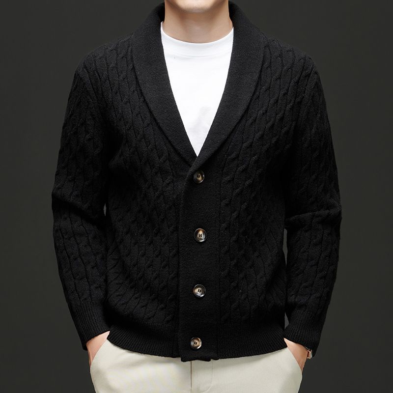 Classic men's cardigan with button placket