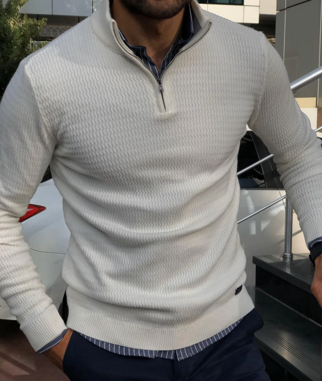 Simon | Elegant pullover with zipper