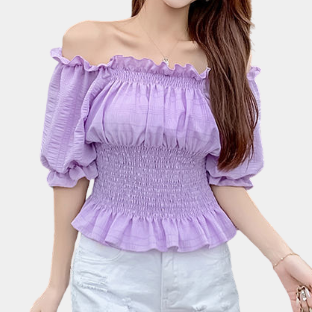 Agnes - Modern Summer Blouse with Puff Sleeves in Lightweight Fabric