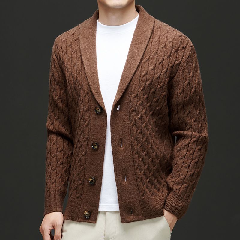 Classic men's cardigan with button placket
