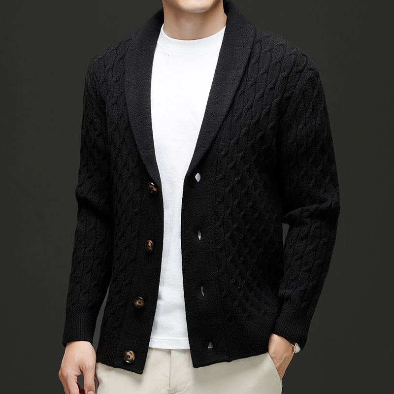 Classic men's cardigan with button placket