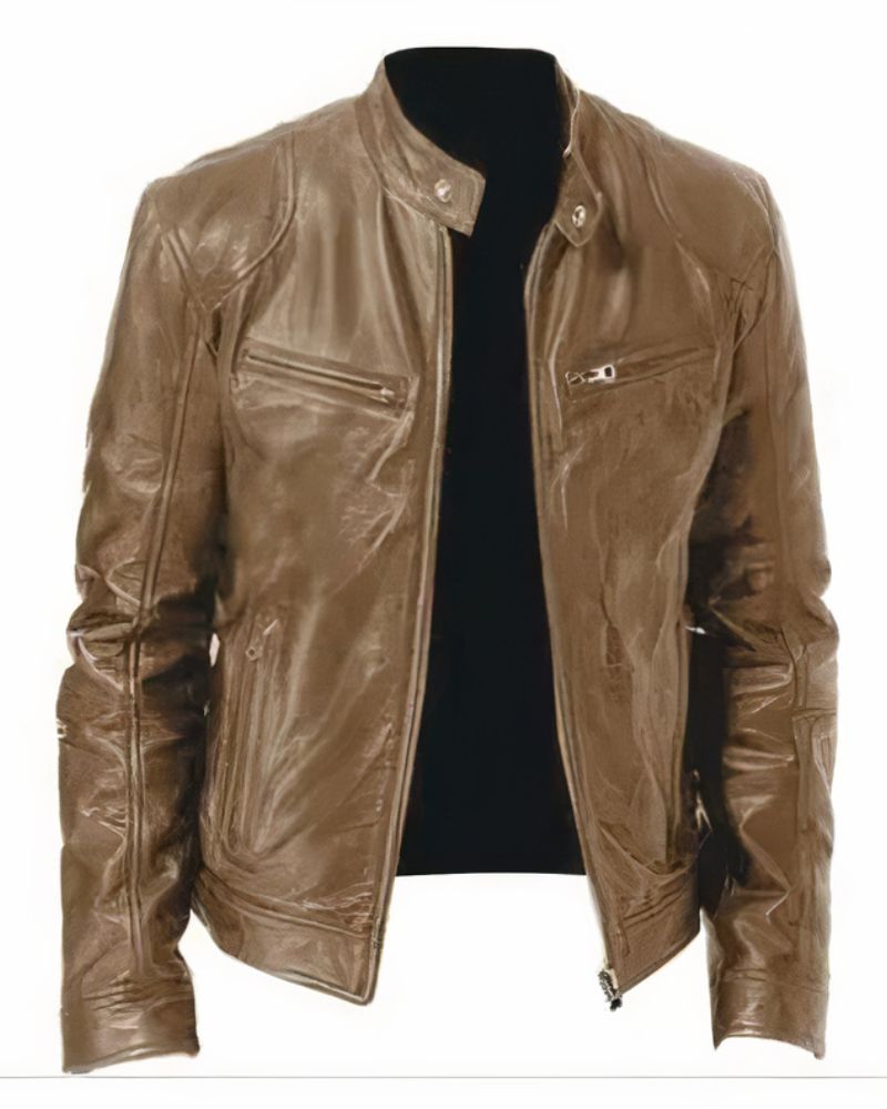 Men's leather motorcycle jacket - Erwan