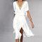 Diana | Modern White Midi Dress with Elegant V-Neck