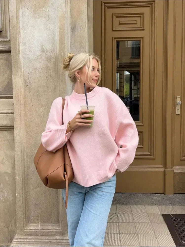 Knit Sweater | Pink | Oversized | Pullover Sweater | Jumper for Ladies