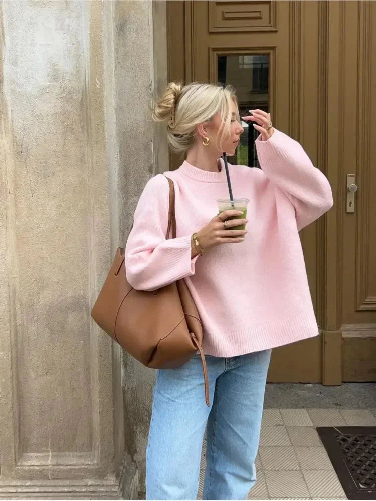 Knit Sweater | Pink | Oversized | Pullover Sweater | Jumper for Ladies