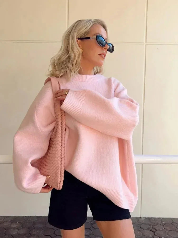 Knit Sweater | Pink | Oversized | Pullover Sweater | Jumper for Ladies