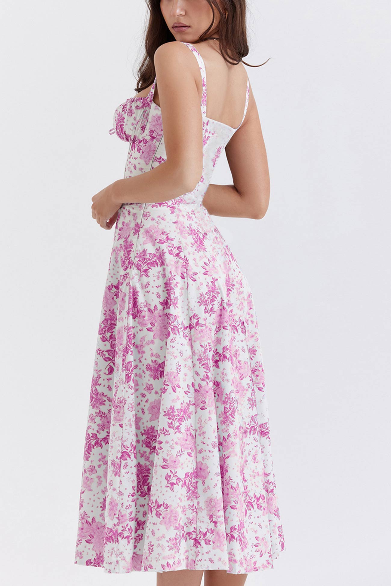 Women's Midi Dress - Corset Bodice - Sweetheart Neckline - Slit Skirt Elegant Fit