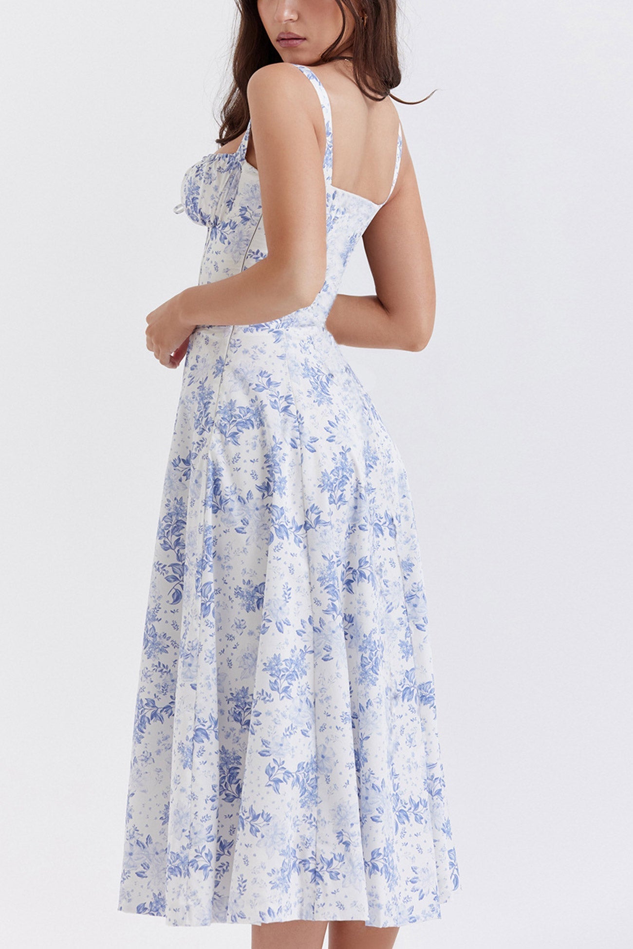 Women's Midi Dress - Corset Bodice - Sweetheart Neckline - Slit Skirt Elegant Fit