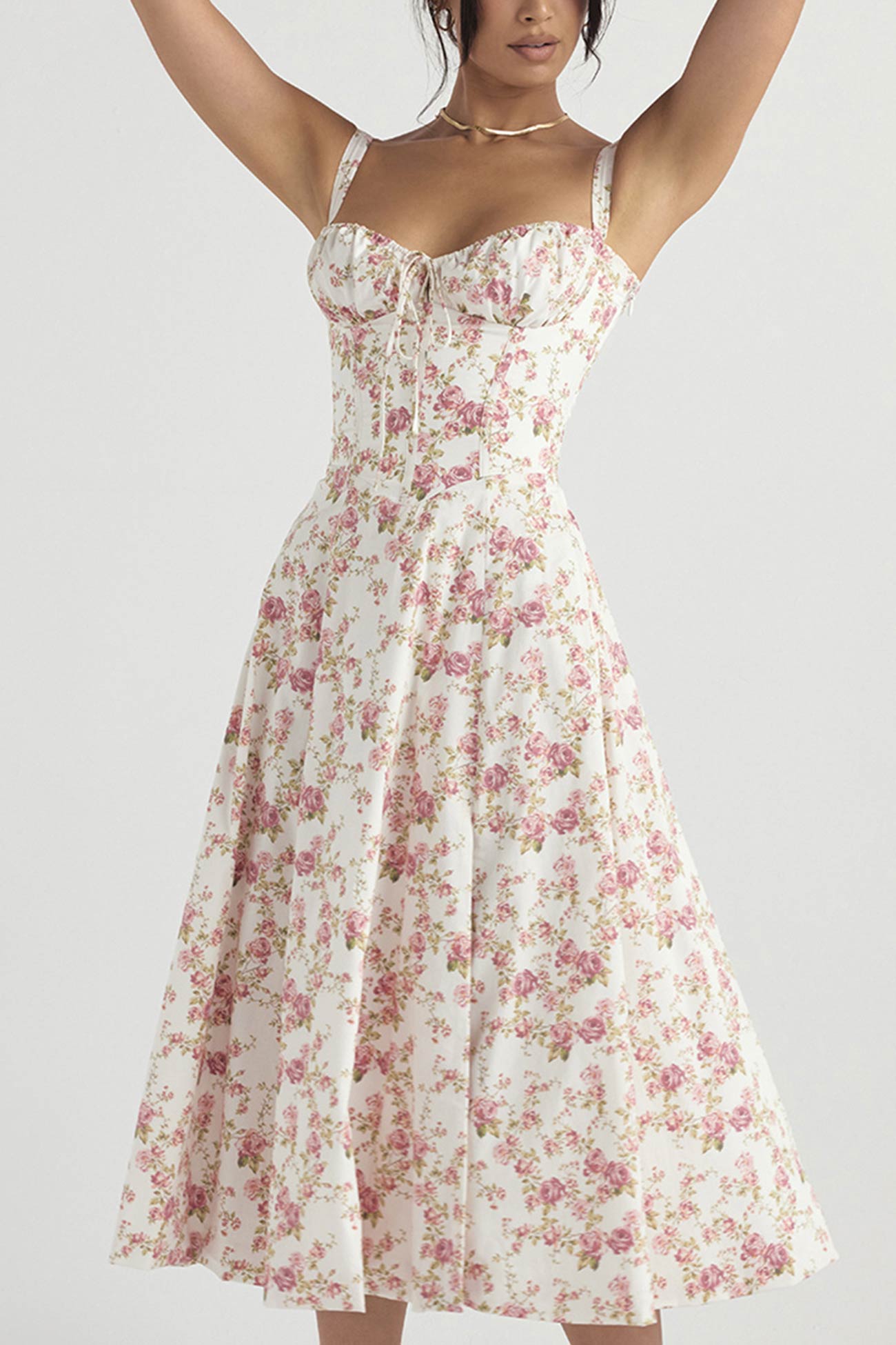 Women's Midi Dress - Corset Bodice - Sweetheart Neckline - Slit Skirt Elegant Fit