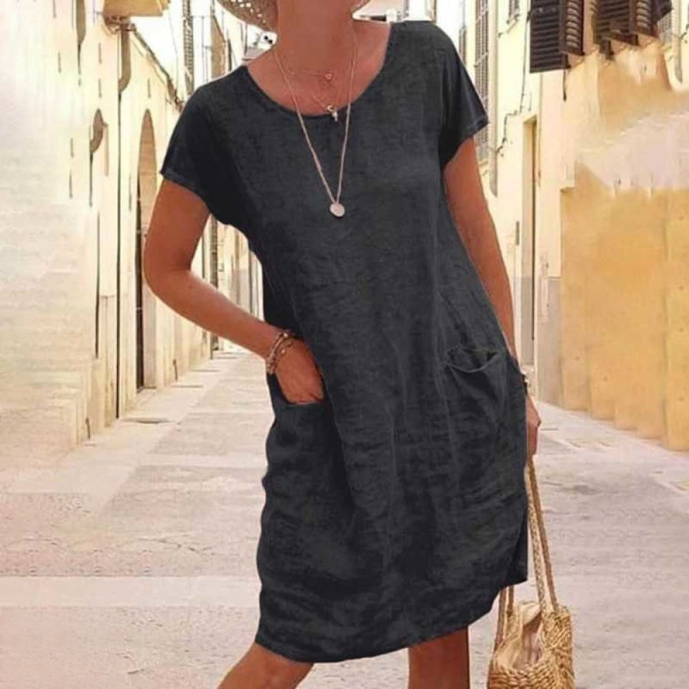 Women's Casual Beach Side Pocket Loose Dress | Mini