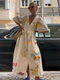 Oversized Dress - Short Sleeve - V-Neck - Midi Dress - Summer Dress