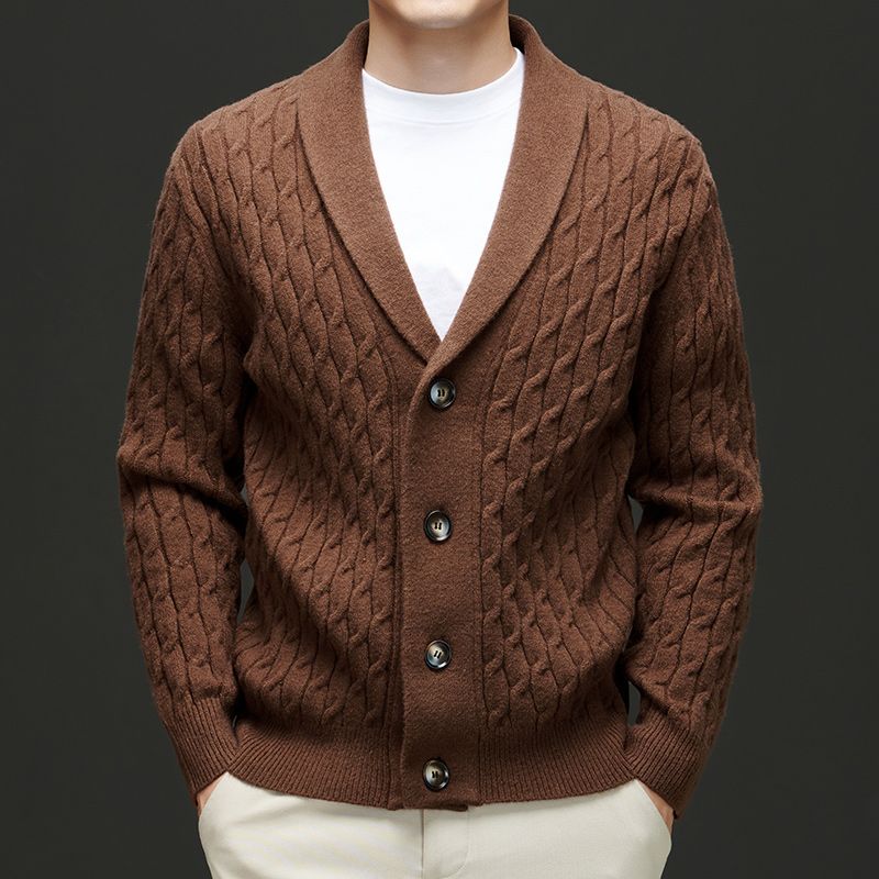 Classic men's cardigan with button placket