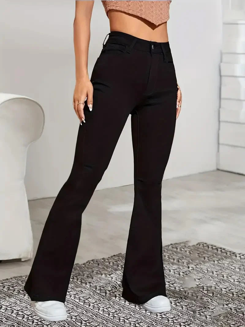 Retro Washed High-Waisted Flared Denim Jeans