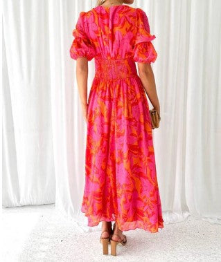 Yana Maxi Dress | Women’s Chiffon Puff Sleeve Maxi Dress with Flowy Skirt