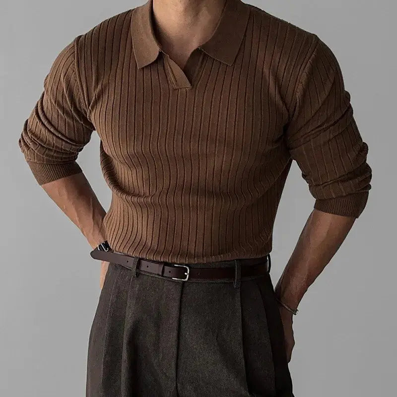 Long knitted polo shirt