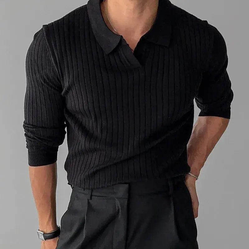 Long knitted polo shirt