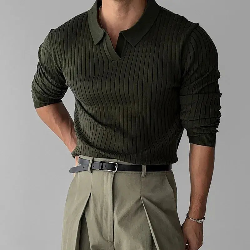 Long knitted polo shirt