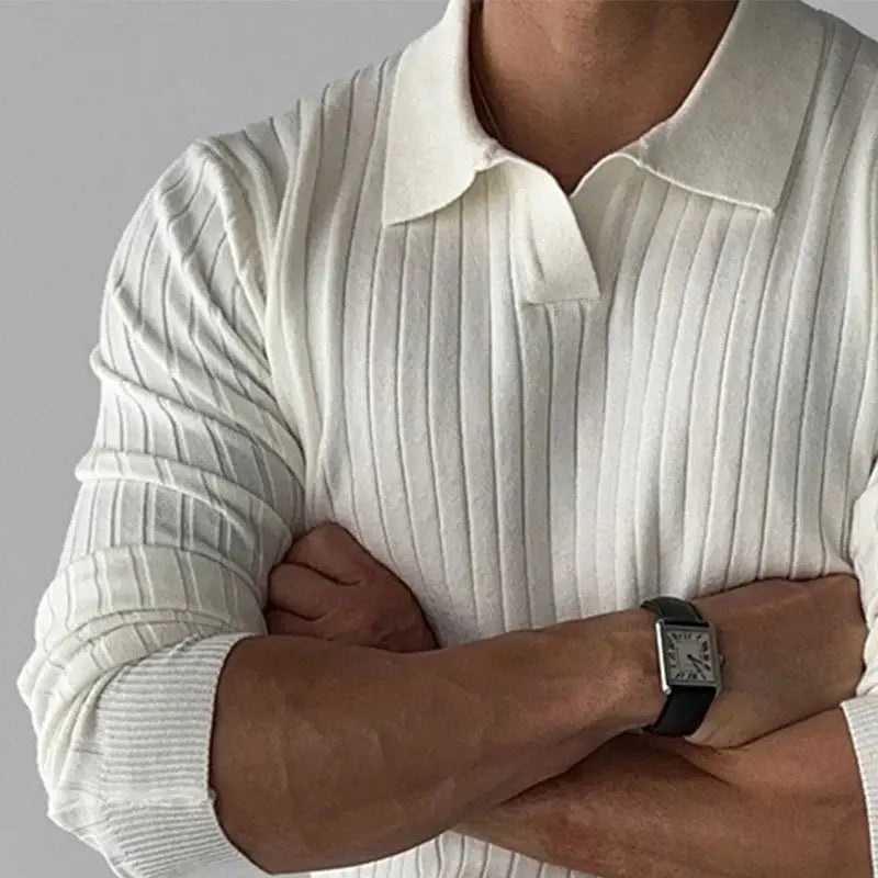 Long knitted polo shirt