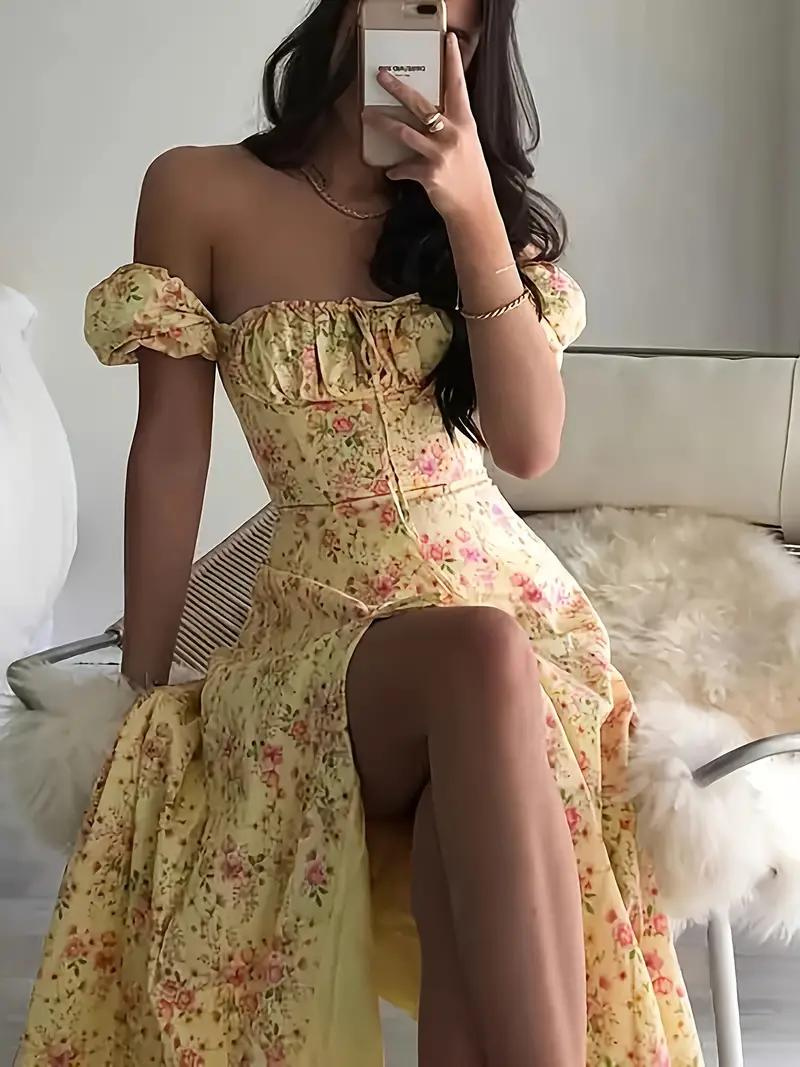 Sundress - Floral - Puff Sleeve - Summer Dress - Maxi Dress