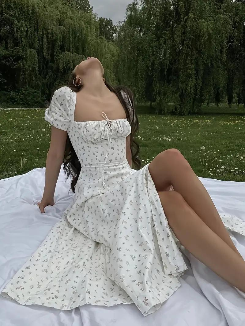 Sundress - Floral - Puff Sleeve - Summer Dress - Maxi Dress