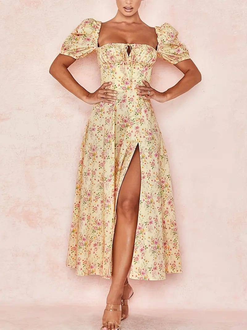 Sundress - Floral - Puff Sleeve - Summer Dress - Maxi Dress