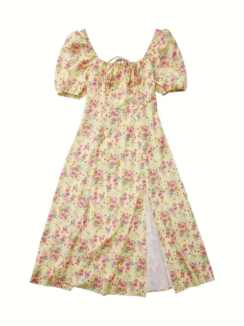 Sundress - Floral - Puff Sleeve - Summer Dress - Maxi Dress