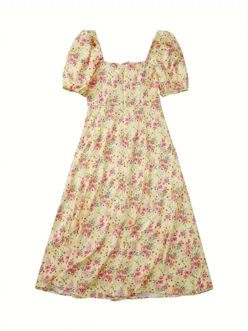 Sundress - Floral - Puff Sleeve - Summer Dress - Maxi Dress