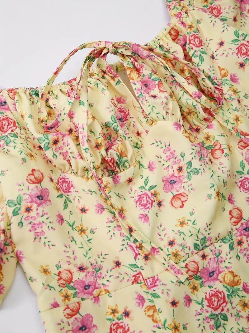 Sundress - Floral - Puff Sleeve - Summer Dress - Maxi Dress