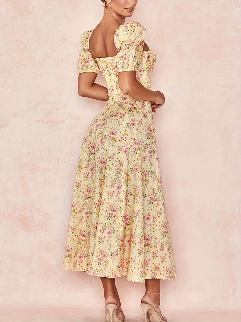 Sundress - Floral - Puff Sleeve - Summer Dress - Maxi Dress