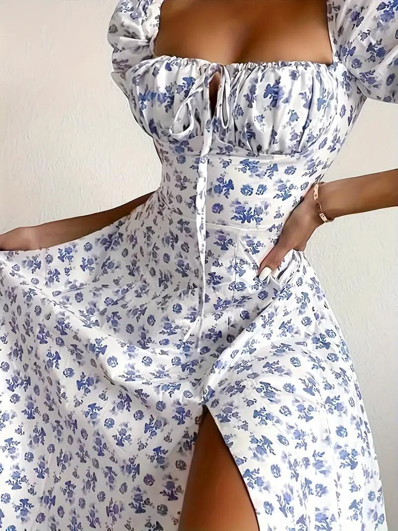Sundress - Floral - Puff Sleeve - Summer Dress - Maxi Dress