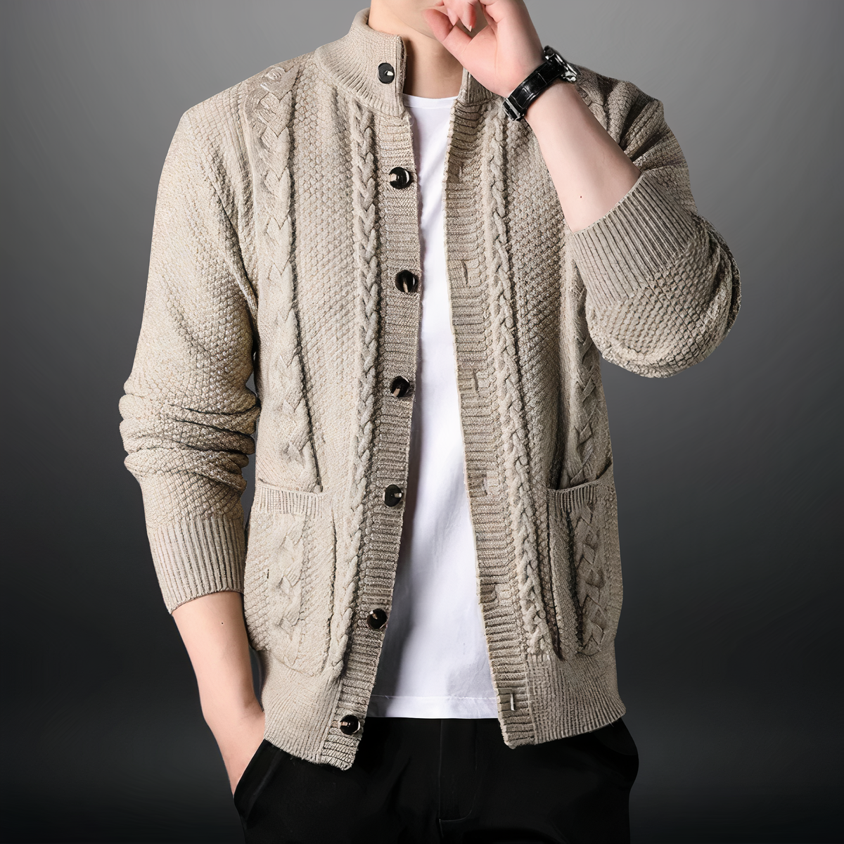 Fashionable knitted cardigan for men - Toby