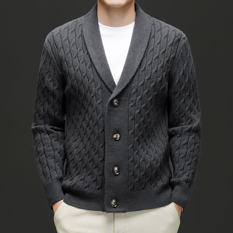 Classic men's cardigan with button placket