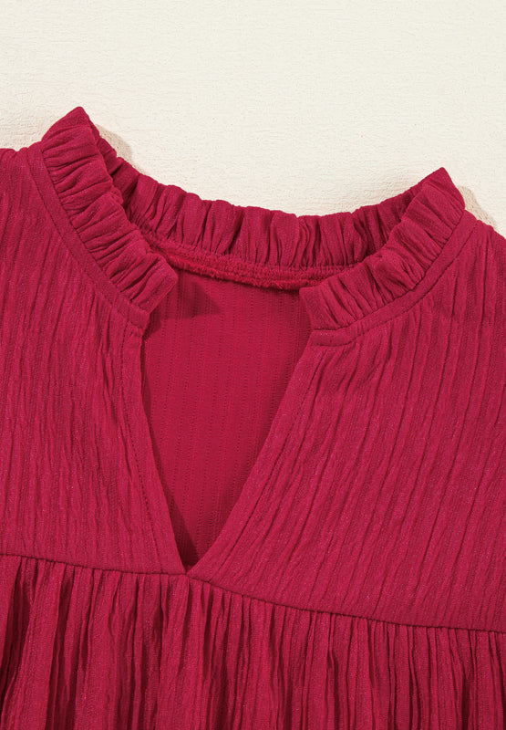 Danissa - Long sleeve dress with ruffles and notches