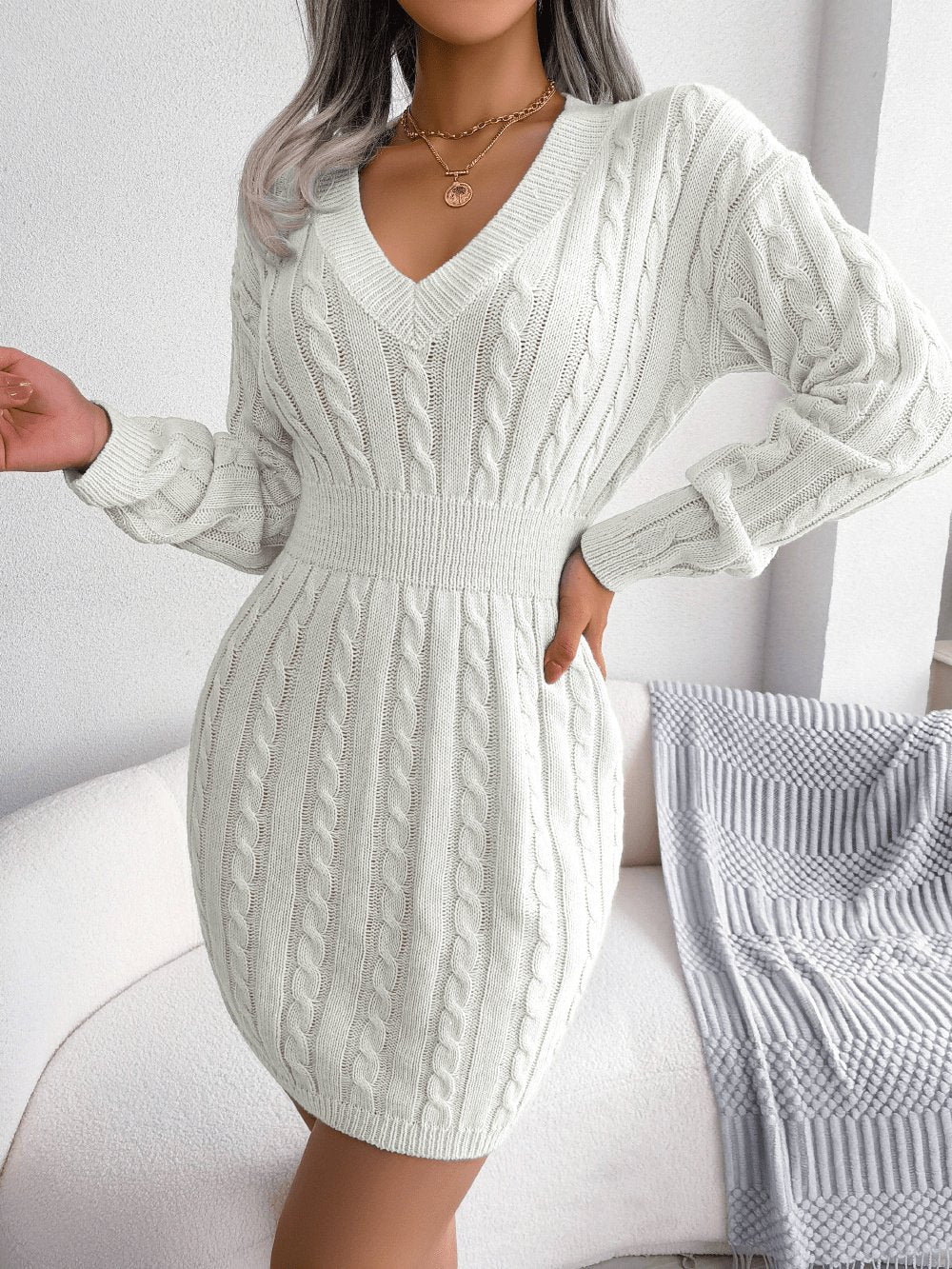 Cable Knit Sweater Dress
