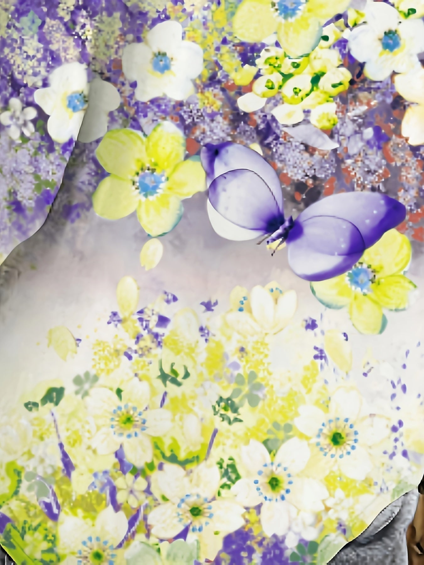 Women's - Linen Shirt - Floral Pattern, Long Sleeves & Upturned Collar - Romantic Style for Effortless Elegance