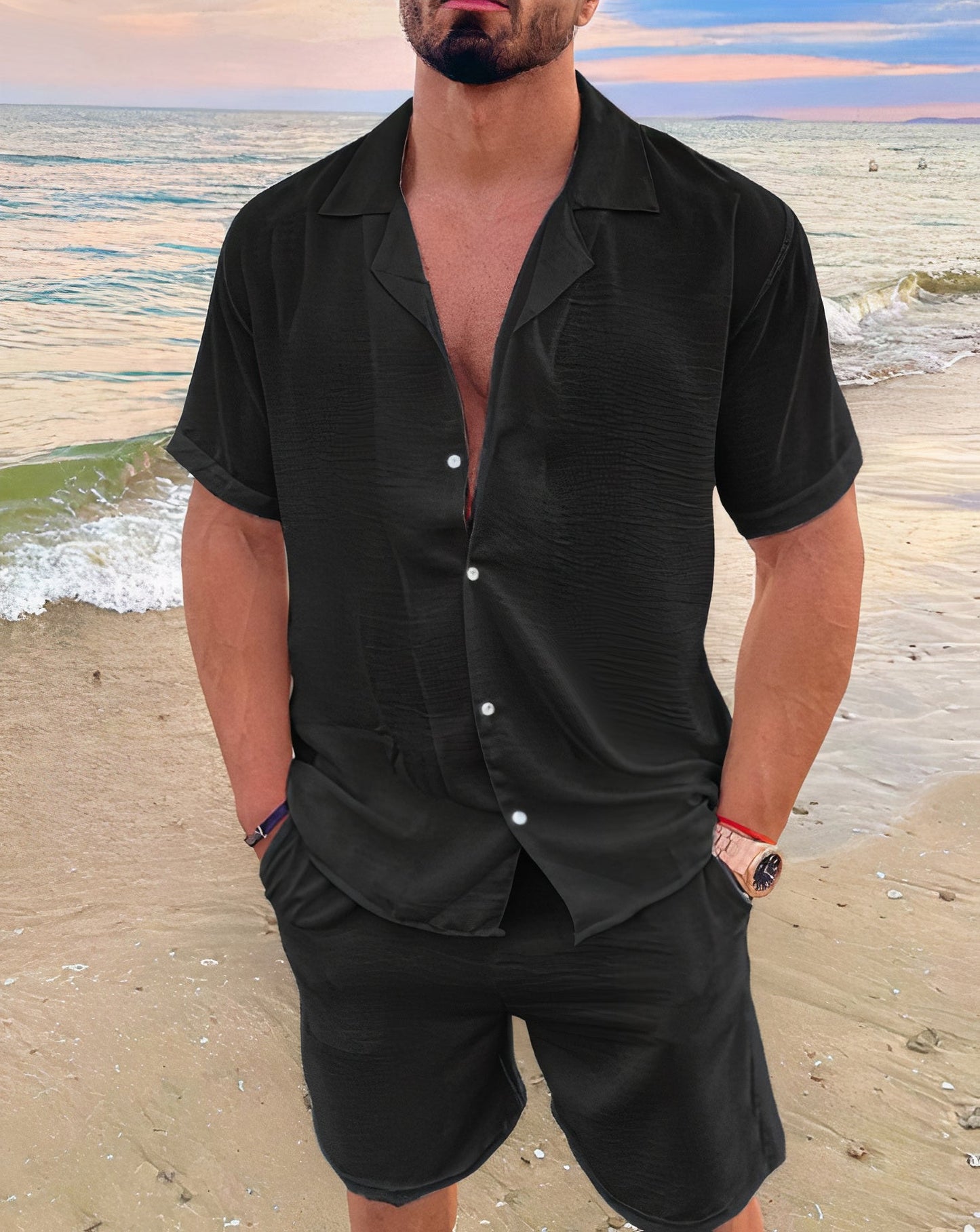 Elegant linen summer set for men - Rommy